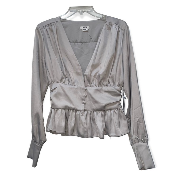 Jason Wu Tops - Jason Wu Satin Peplum Long Puff Sleeve Blouse NWT Size Medium